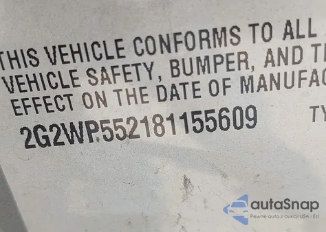 2008 Pontiac Grand Prix from USA, damaged, VIN 2G2WP552181155609